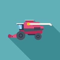Combine harvester working in field flat design illustration vector