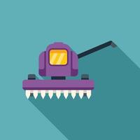 Combine harvester harvesting wheat in field modern agriculture machinery flat design icon with side shadow vector