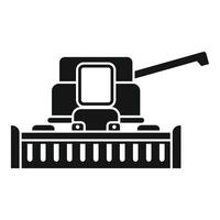 Combine harvester harvesting wheat in field icon, simple style vector