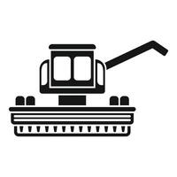 Combine harvester harvesting wheat in field side view monochrome icon vector