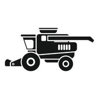 Combine harvester working in field icon showing agricultural machinery vector