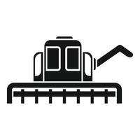 Combine harvester harvesting wheat in field icon glyph style vector