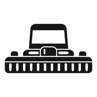 Combine harvester harvesting wheat in field icon vector