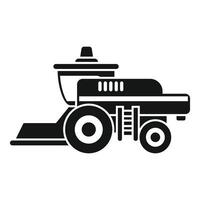 Combine harvester harvesting grain on farmland icon vector