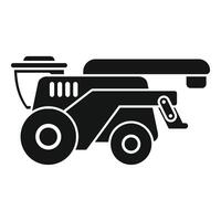 Smart farm combine harvester working on field icon vector