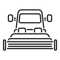 Combine harvester harvesting wheat in field line icon vector