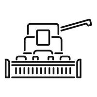 Combine harvester harvesting wheat in field minimalist line art icon vector