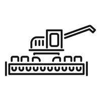 Combine harvester harvesting wheat crop in field line icon vector