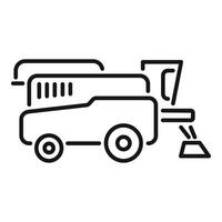 Modern combine harvester harvesting crops line art icon vector