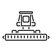 Automated farming machine seeding crops on field icon vector