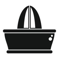 Manual citrus juicer squeezing fresh juice icon silhouette vector