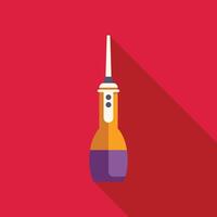 Oral irrigator using long shadow design on red background vector