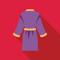 Purple bathrobe hanging on wall with long shadow vector