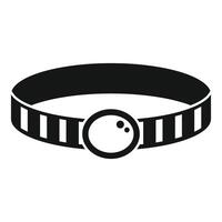 Black and white icon of a pet collar with a round tag vector