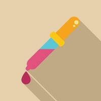 Colorful pipette dripping liquid icon with long shadow vector