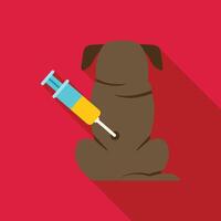 Veterinarian giving vaccine injection to dog in clinic vector