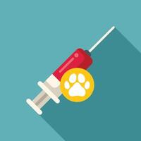 Syringe is lying near paw print sign on blue vector