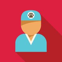 Veterinarian wearing scrubs and a paw print hat vector