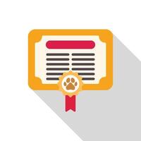 Dog training certificate with ribbon and paw print award vector