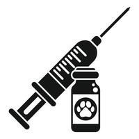 Syringe and vial containing vaccine for pets vector