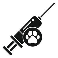Syringe preparing vaccine injection for dog healthcare vector