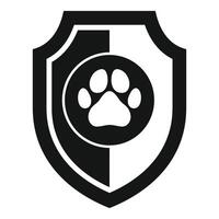 Shield protecting dog paw print icon showing animal welfare vector