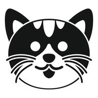 Cute cat face showing tongue smiling icon glyph style vector