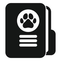 Black and white minimalist dog passport icon featuring paw print vector