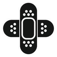 Four adhesive bandages forming a cross shape icon vector