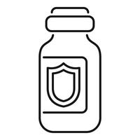 Immunity system support supplement bottle icon showing protection vector