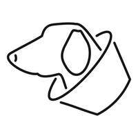 Dog head stuck in a bucket line drawing simple icon vector