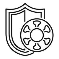 Antivirus shield protecting from virus outline icon vector