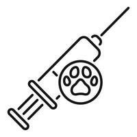 Veterinary syringe injection giving vaccine with paw print icon vector