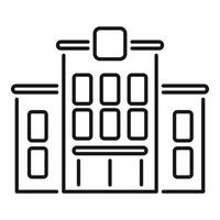 Simple black and white line drawing of a building exterior with multiple floors and windows vector
