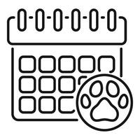 Calendar showing scheduled dog walk appointment with paw print icon vector