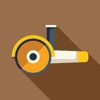 Yellow angle grinder with brown background lying on its side vector
