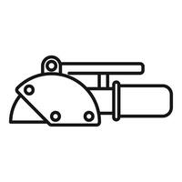 Angle grinder showing cutting disc and handle in black and white line art vector
