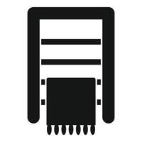 Heated towel rail drying a towel in bathroom vector