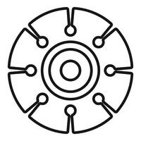 Line drawing of a cutting disc with segments for angle grinder vector