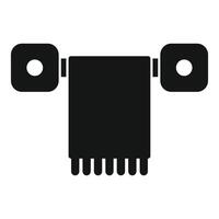 Black towel hanging on round hanger icon simple style vector