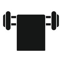 Towel hanging on dumbbell weight holder icon simple style vector