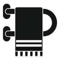 Clean towel hanging on round metallic hanger icon vector