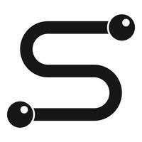 Black route location icon showing a planned journey vector