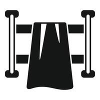 Black towel hanging on heated towel rail icon simple style vector