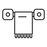 Heated towel dryer hanging on wall with buttons icon outline vector