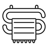 Heated towel rail with hanging towel icon outline style vector