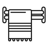 Towel hanging on heated rail drying after shower in bathroom vector