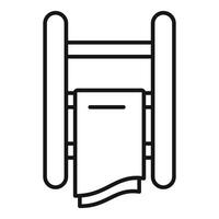 Heated towel rail drying wet towel line icon vector