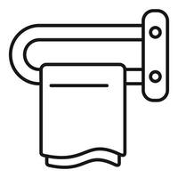Clean towel hanging on heated rail in bathroom vector
