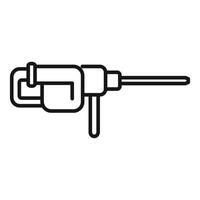 Construction hammer drill breaking concrete icon showing building site vector